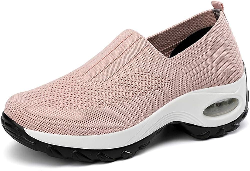 EnllerviiD Womens Walking Shoes Slip On Light Weight Sock Sneakers Breathable Wedge Platform Loafers