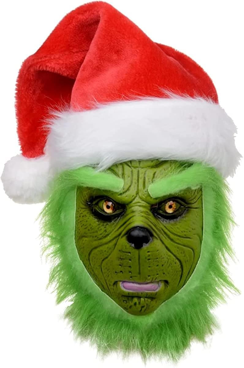 PARTYGEARS Halloween Christmas Mask Santa Claus Mask Green Cosplay Mask Christmas Halloween Costume Props Green Costume Accessories