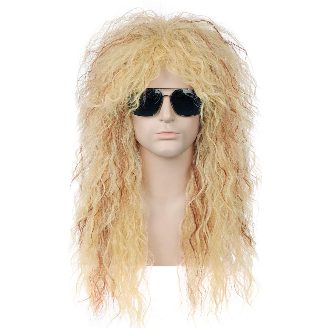 WTHCOS Mullet Wig for Men 70s 80s Costumes Punk Wig Rock Wigs Fancy Party Cosplay Wig with Wig Cap (Blonde)