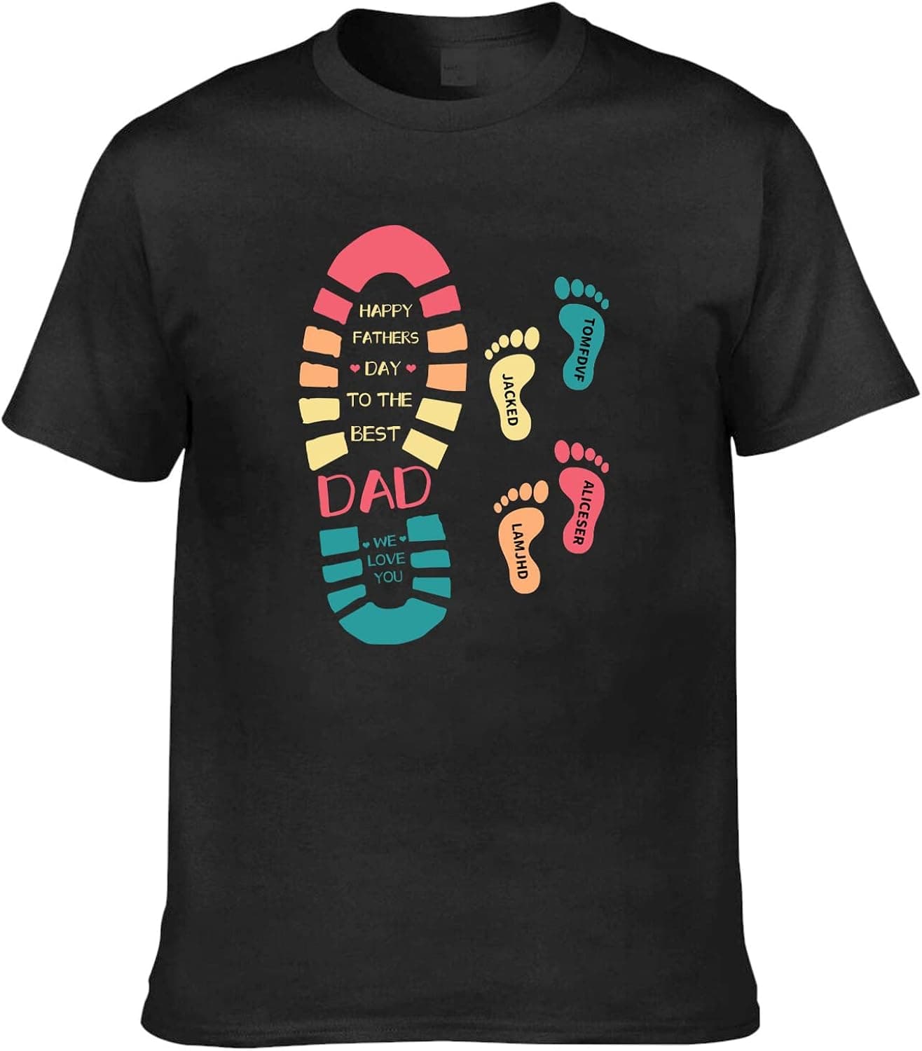 Personalized Step Up Dad T-Shirt Happy Father's Day We Love You Footprints Shirt Dad Tee Shirts Dad Tshirt with Kids Names