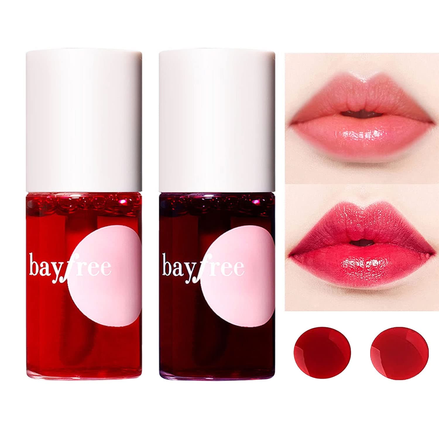 2 Colors Lip Tint Stain, Plump Lip Gloss Moisturizing Tinted for Cheek & Lip, Long lasting, Glossy Korean Mini Liquid Lipstick, Easy Apply