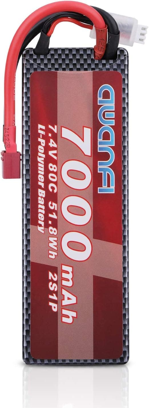 AWANFI 2S Lipo Battery 7.4V 7000mAh 80C RC LiPo Batteries Pack with Deans T Plug for RC Car Traxxas Slash RC Airplane RC Helicopter RC Boat Hobby Models