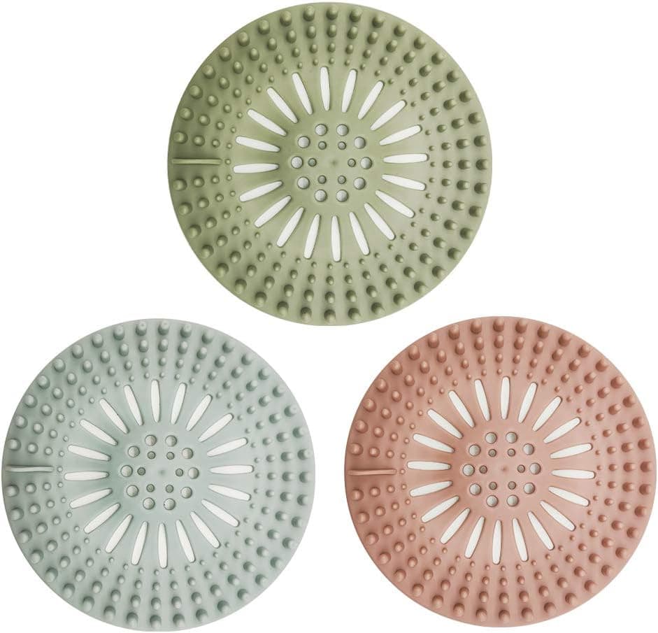 PROFECTUS Hair Catcher Shower Drain Cover 3 Pack,Hair Stopper Drain Protector Universal Rubber Sink Strainer for Bathtub Kitchen and Bathroom Prevent clogging of sewers