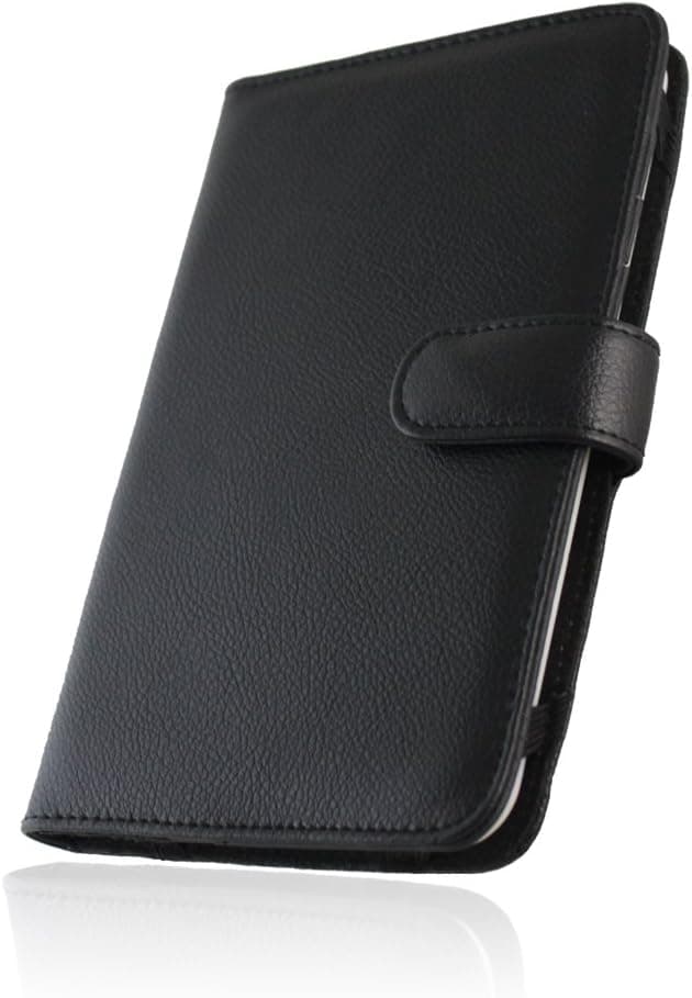 Navitech Genuine Black Napa Leather Flip Open 7 Inch Book Style Carry Case/Cover Compatible with The SKYTEX Skypad Alpha 7" Touch Screen Cortex-A8 Tablet™