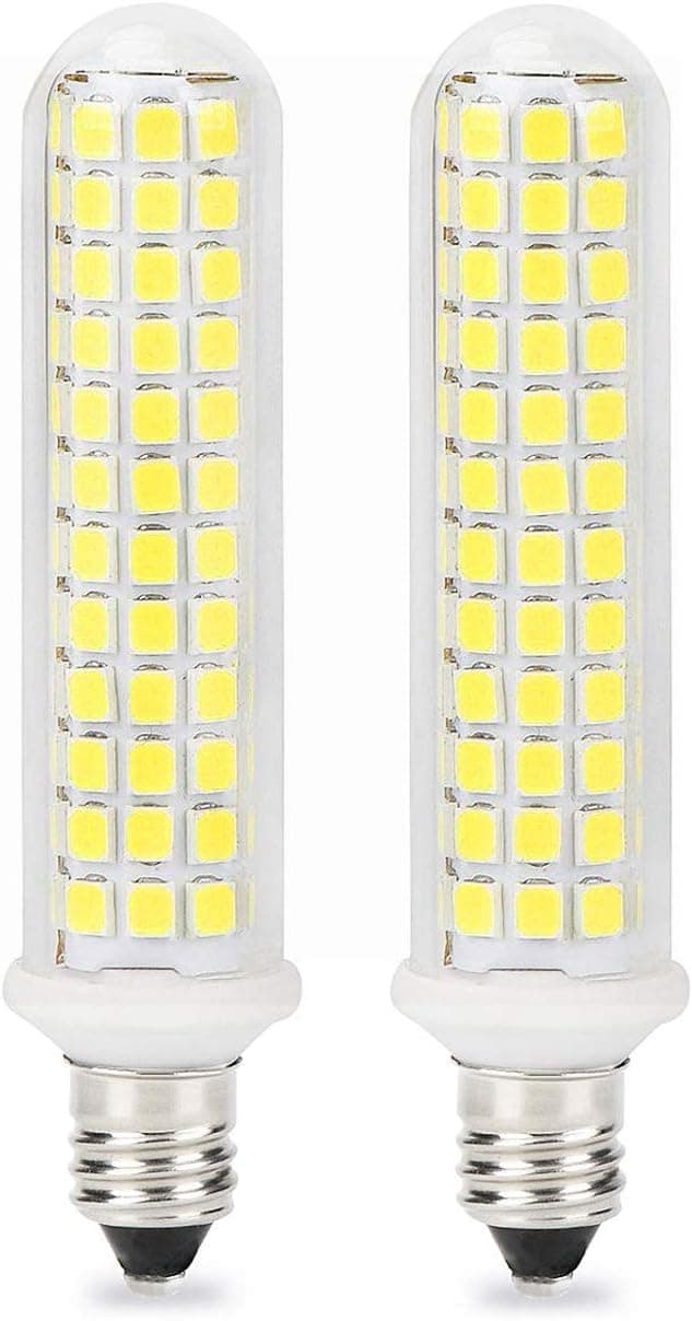 SZHZS Patent Product E11 LED Light Bulb, Dimmable 10W Led E11 Base Bulbs Cool White 6000K, Mini Candelabra Base, 100W Equivalent, JD T3 T4 Bulb, 125X2835SMD 360° Indoor Lighting 2 Pack
