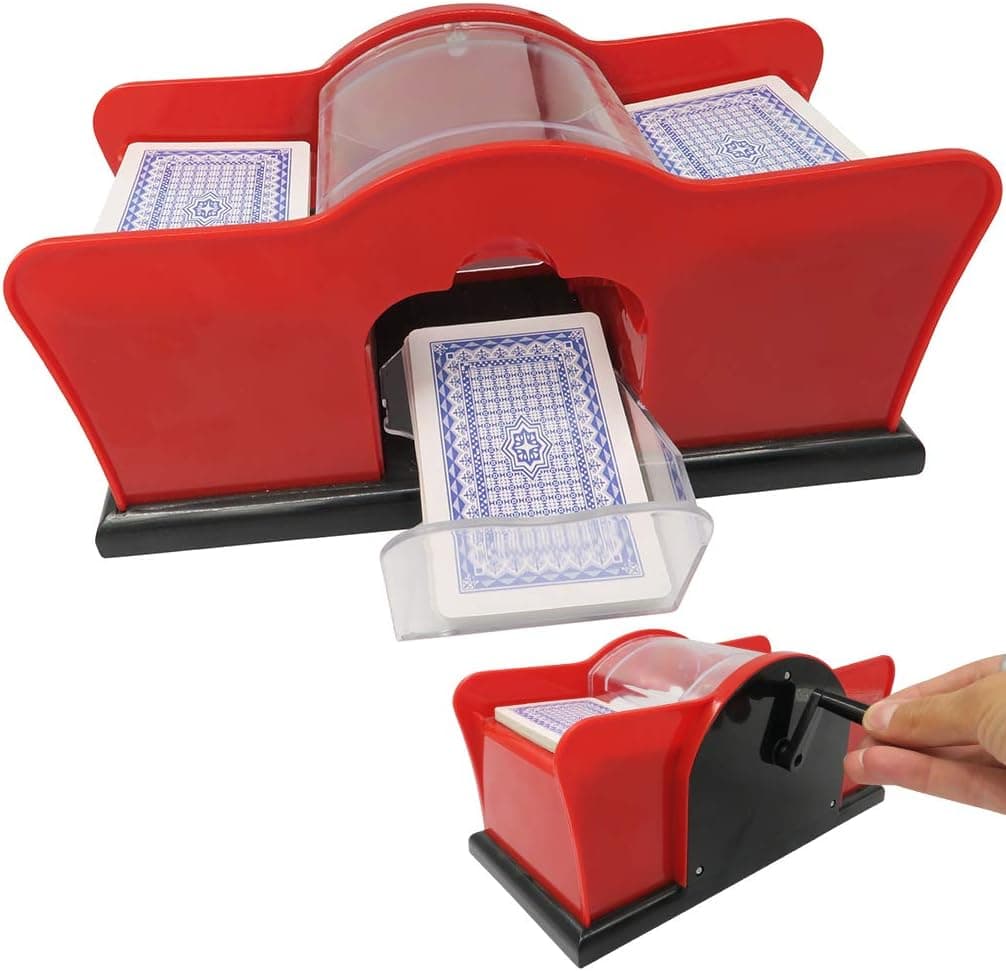 Evelots Playing Card Shuffler - 2 Decks of Card Holder, Easy Hand Cranked System, Card Shuffling Machine, Casino Card Shuffler for Blackjack/Poker/Texas Hold Em – Home, Travel, Business | Card Games