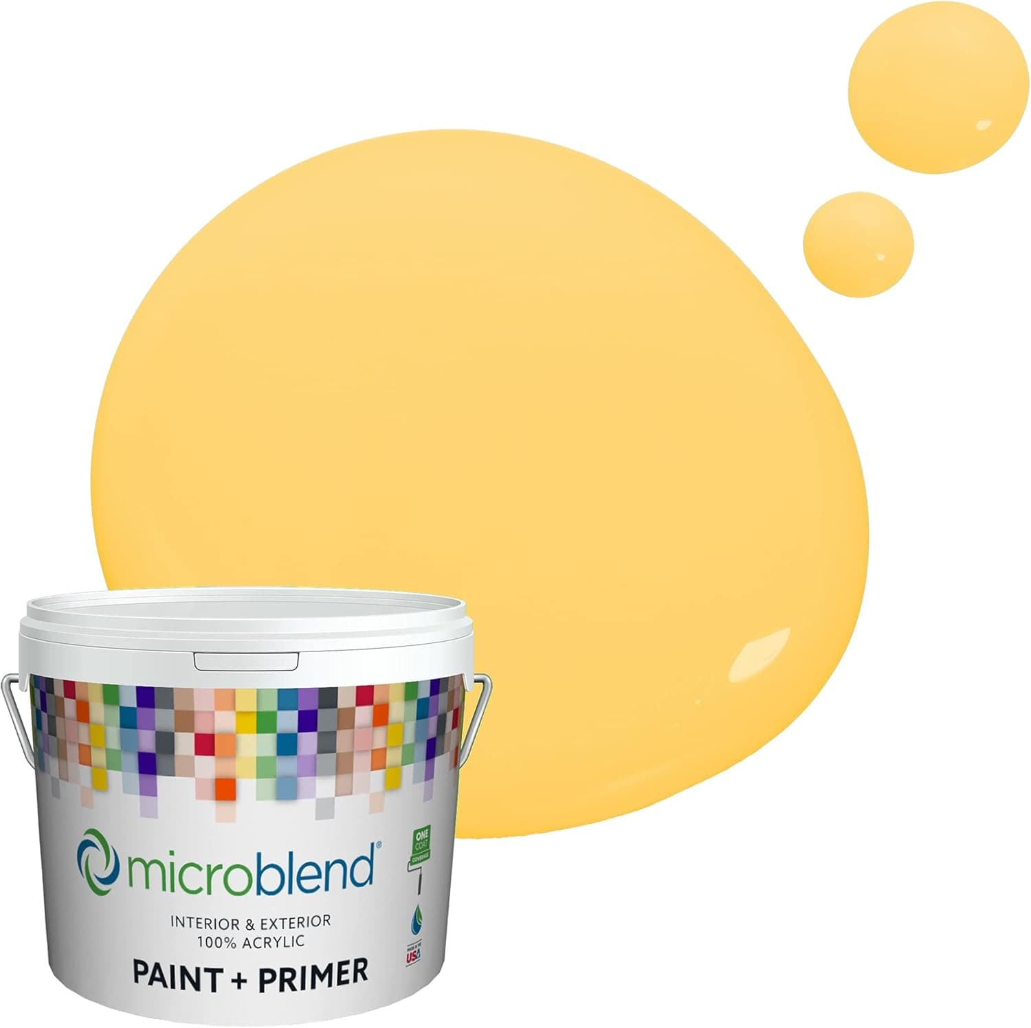 Microblend Interior Paint and Primer - Yellow/Yellow Sass, Satin Sheen, Quart, Premium Quality, High Hide, Low VOC, Washable, Microblend Yellows Family