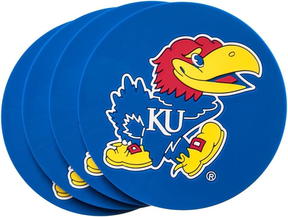 Kansas Jayhawks 4-Pack PVC Coaster