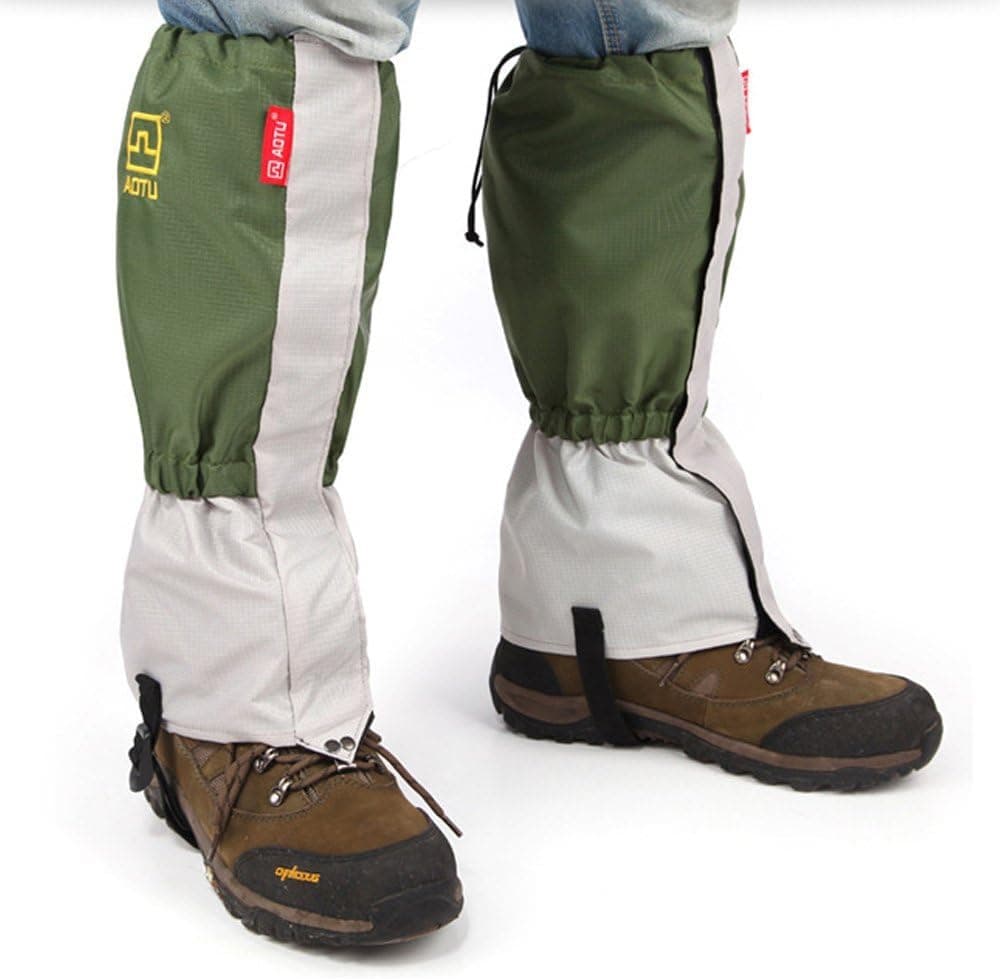AOTU Outdoor Waterproof Windproof Gaiters Leg Protection Guard Skiing Hiking Climbing Mountaineering, Green