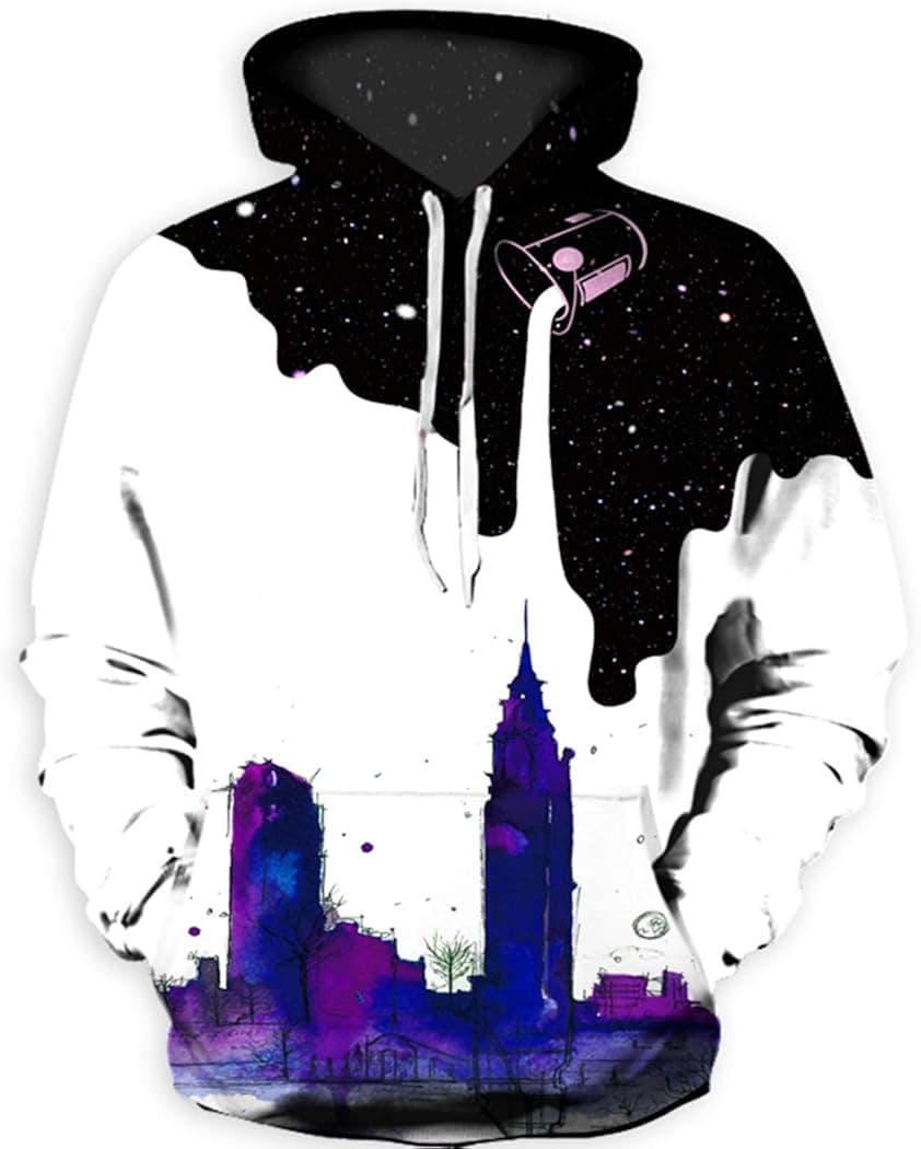 BarbedRose Men's Digital Print Sweatshirts Hooded Top Galaxy Pattern Hoodie