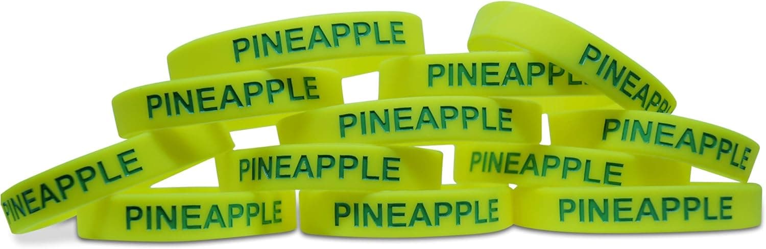 Novel Merk Pineapple Yellow Fruit 12-Piece Party Favor & Carnival Prize Rubber Band Wristband Bracelet Accessory