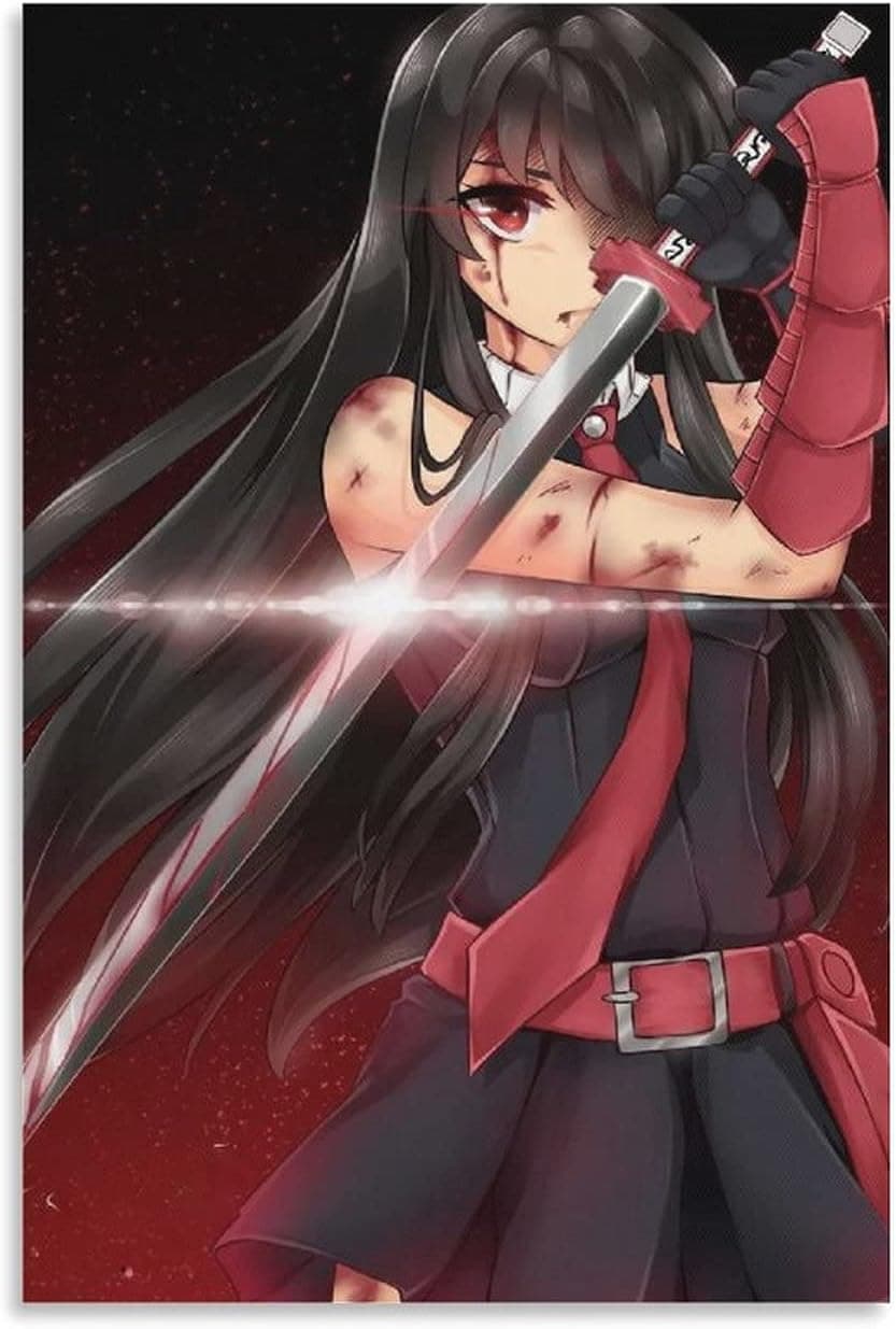 Anime Poster Female Warrior Akame Art Poster Modern Room Decor Unframe-style1 12×18inch(30×45cm)