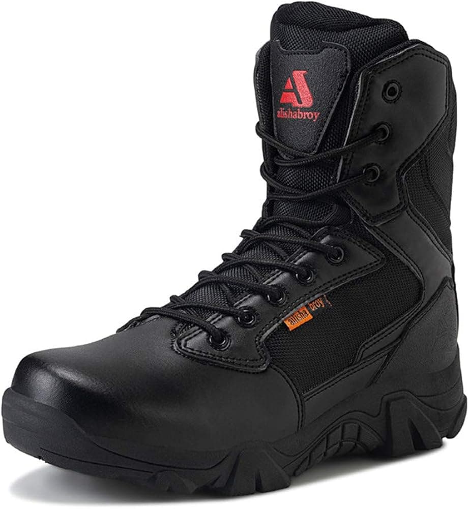 ailishabroy Men's Waterproof Military Tactical Boots Army Jungle Boots Tac Side Zip Outdoor Sneaker
