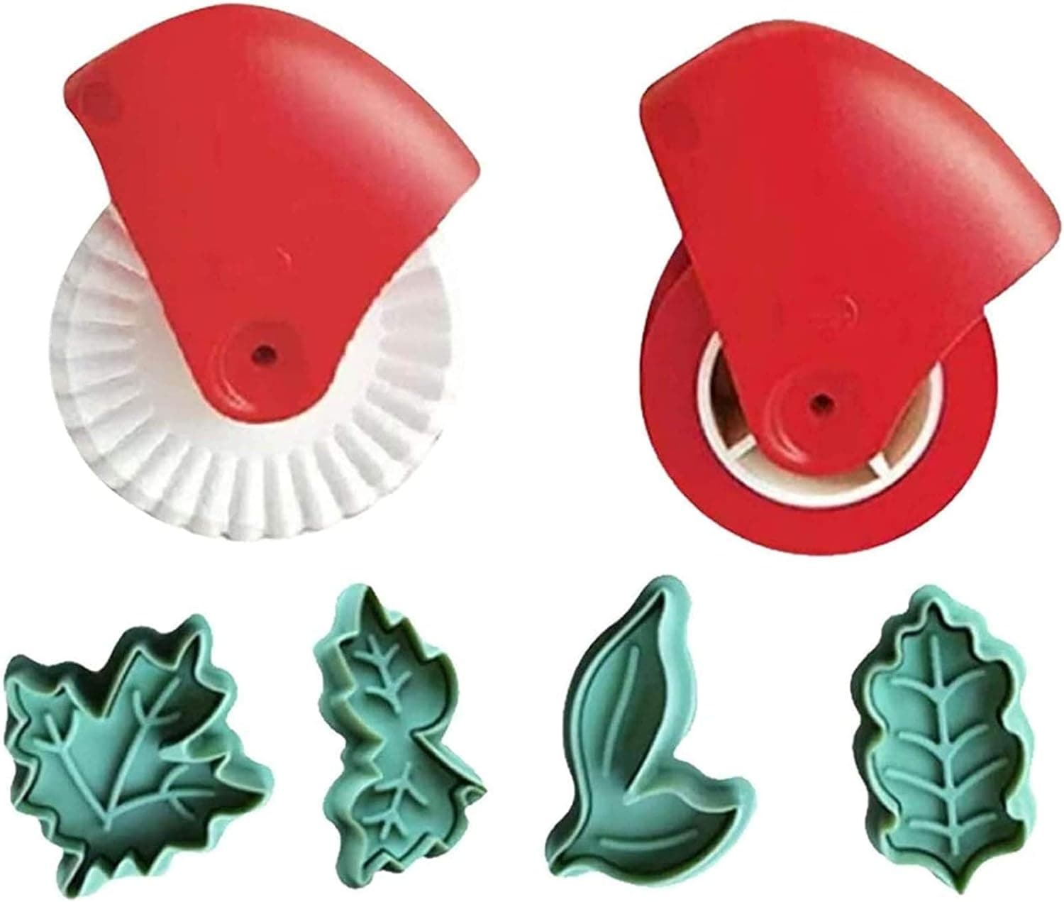 AFGQIANG Pastry Wheel Roll and Decorating Plunger,Pizza Pastry Lattice Decorating Plunger,Cookie Biscuit Lattice Cutter Pie Crust Baking Tools