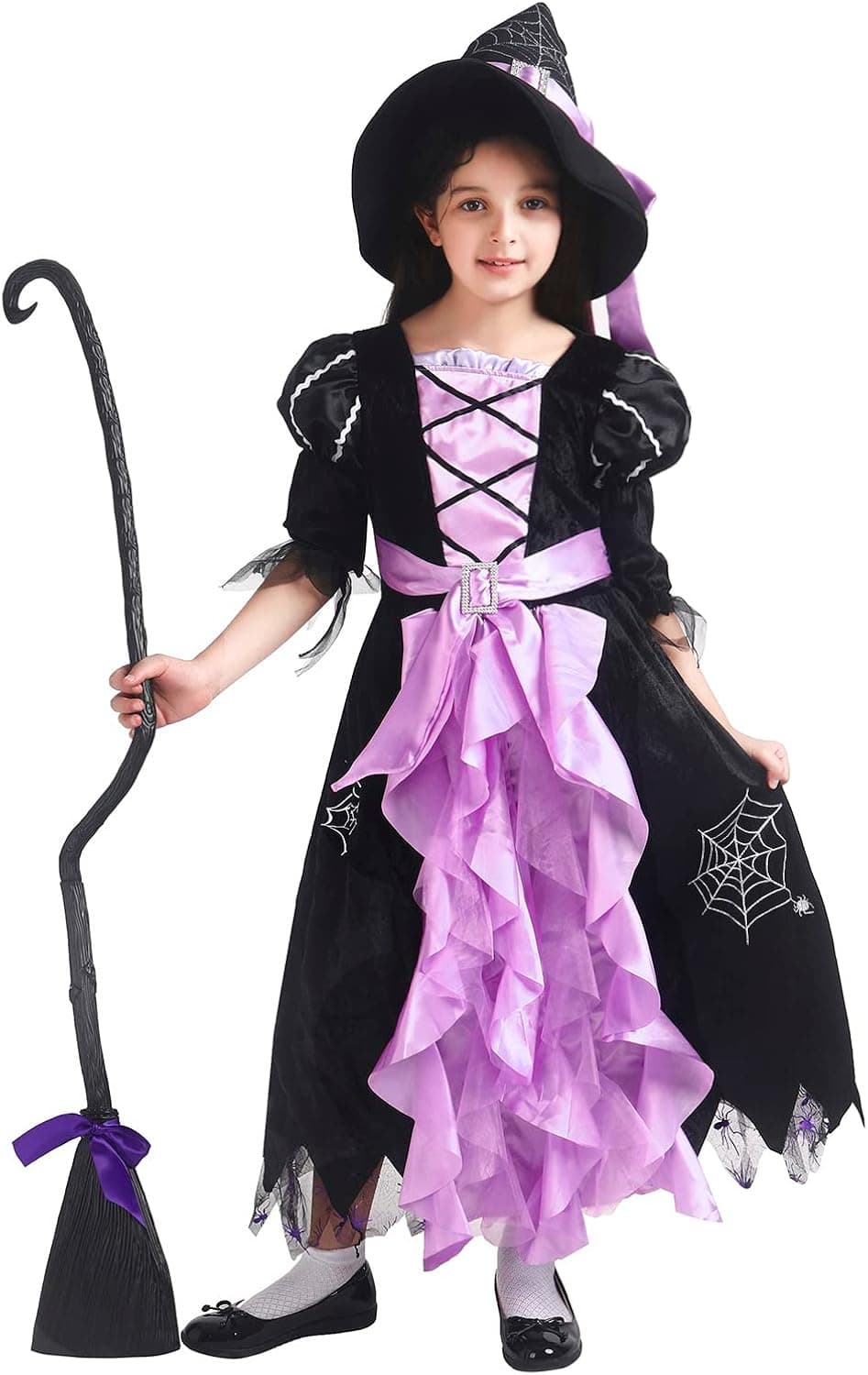 Viyorshop Halloween Witch Costume for Girls Witches Fancy Dress with Hat