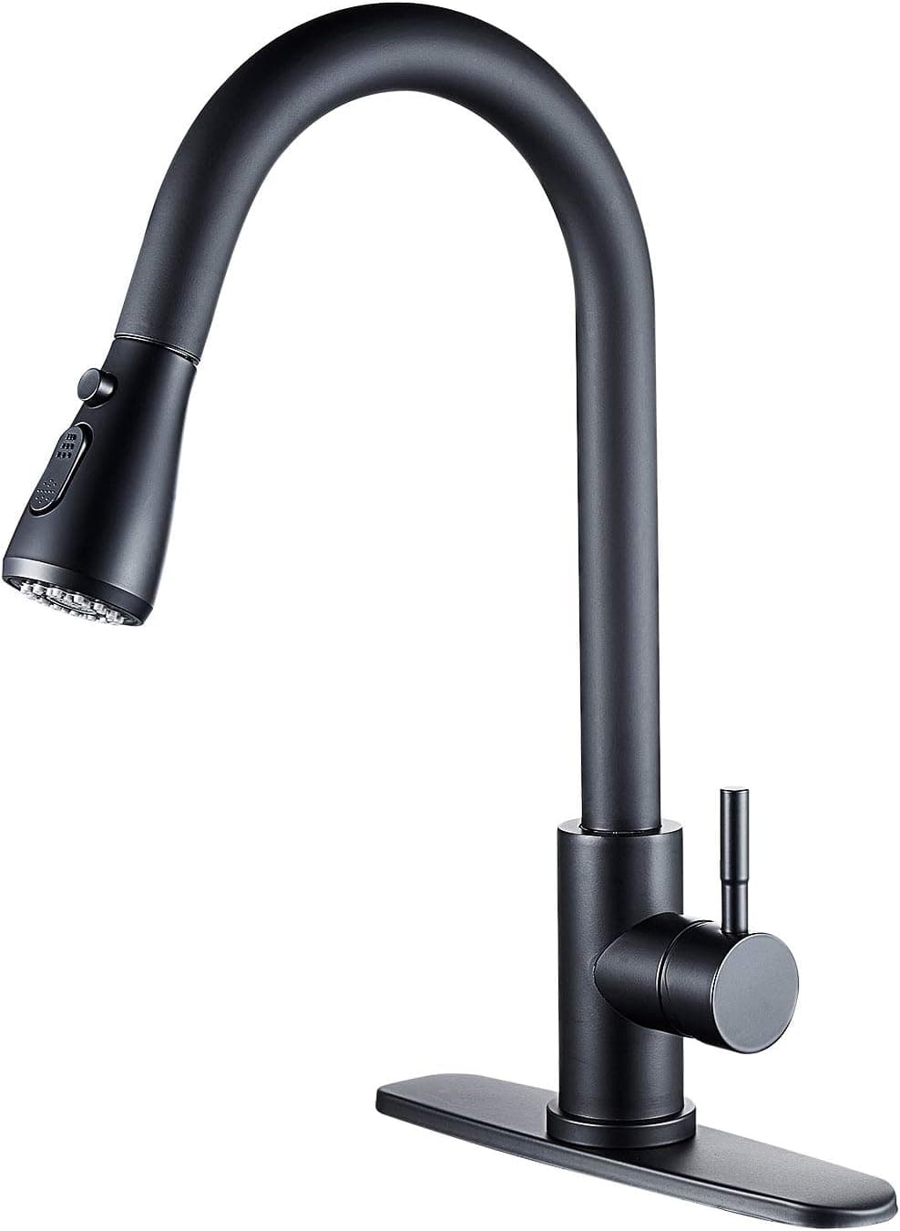 Etechydra Matte Black Pull-Down Kitchen Sink Faucets with Pull Out Sprayer, Modern Stainless Steel Faucet One Hole Or 3 Hole,Pause Function High Arc 360 Degree Kitchen Faucet,Grifo para de Cocina