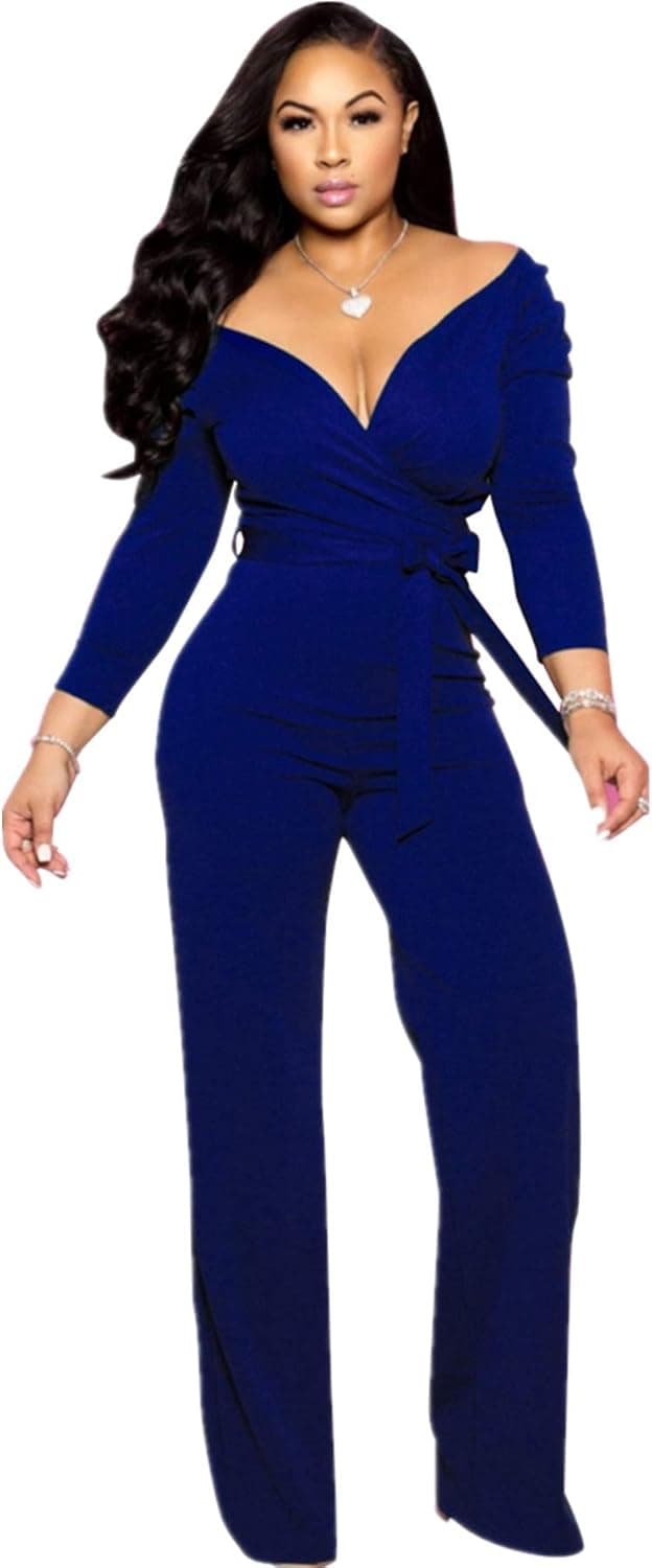 PINLI Women Off Shoulder Sexy Age Reduction Print Spring Summer Wide Leg Pants Jumpsuit