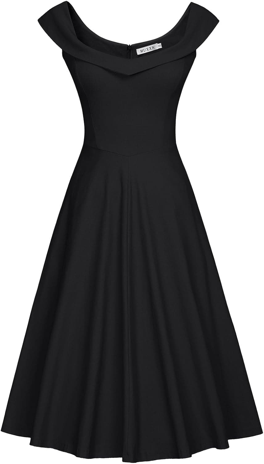 MUXXN Women's 1950s Scoop Neck Off Shoulder Sheath Fromal Cocktail Dress