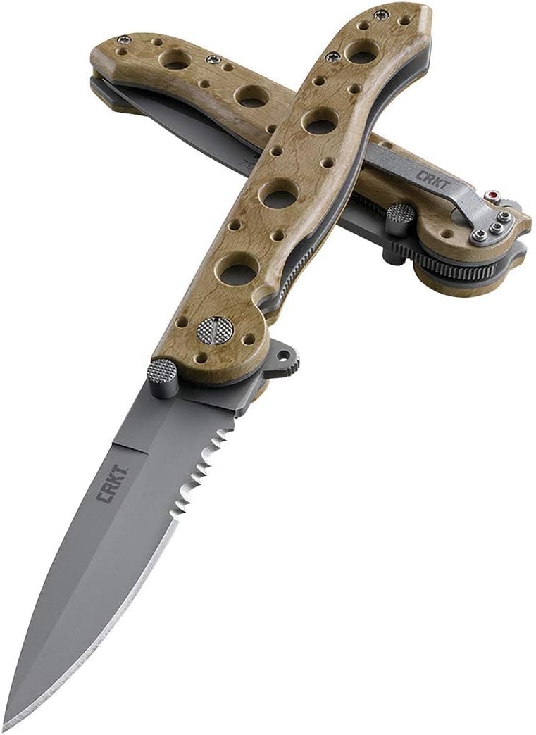 CRKT M16-13ZM EDC Folding Pocket Knife: Everyday Carry, Serrated Edge Blade, Automated Liner Safety, Desert Nylon Handle, Pocket Clip