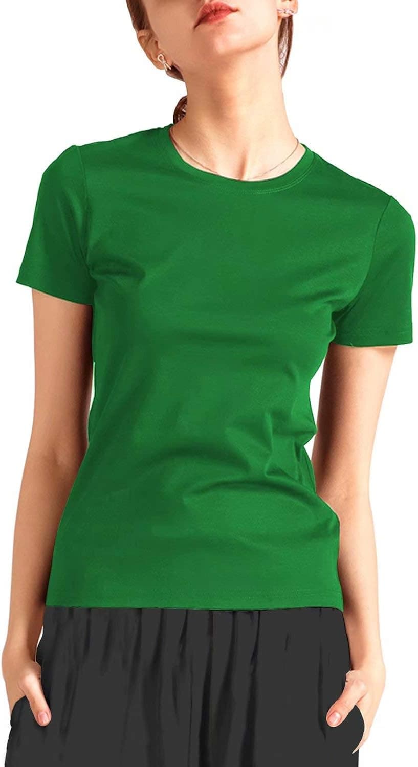 QUALFORT Women's Bamboo T-Shirt Green Large