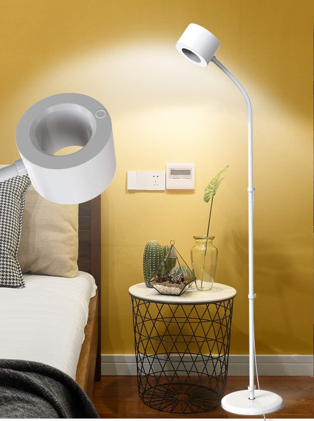 DOPSIP ZNikoyidy LED Floor Lamp Desk Lamp 12W Stepless Brightness Levels & 3 Colors Temperatures, Dimmable, Touch Control Adjustable Gooseneck Pole Lamp for Living Room Office Bedroom Reading White