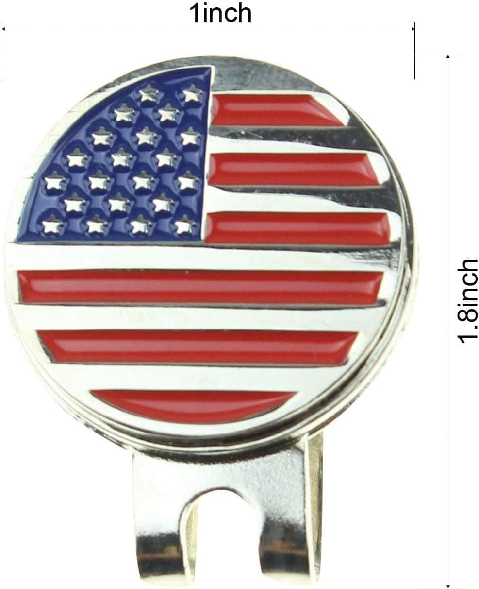 KOFULL Golf Hat Clip & Golf Marker, US Flag Magnetic Golf Ball Markers, Personalized Golf Gifts | Golf Accessories for Men Golfer | Stocking Stuffers for Adults - 4 Pcs