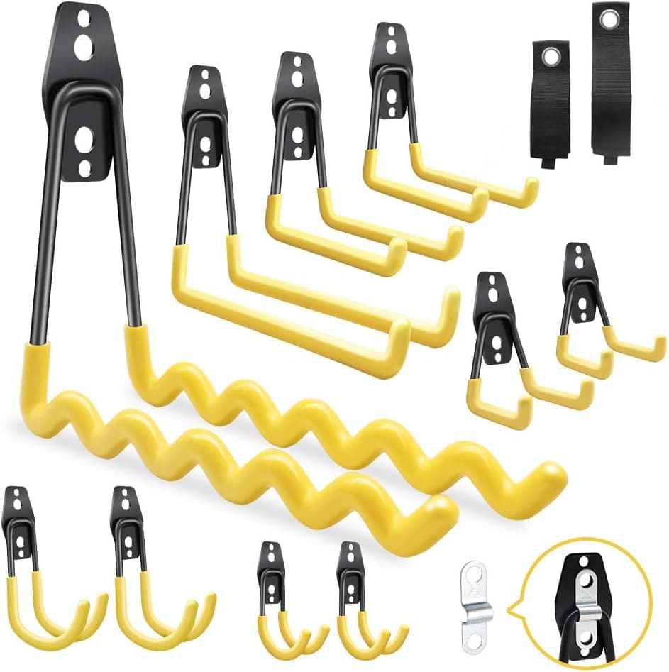 Garage Hooks, 10-Pack Steel Garage Storage Organization Hooks,Tool Hangers for Garage, Utility Double Heavy Duty Wall Mount Steel Hook for Organizer Power Tools,Bulk Items, Ropes etc