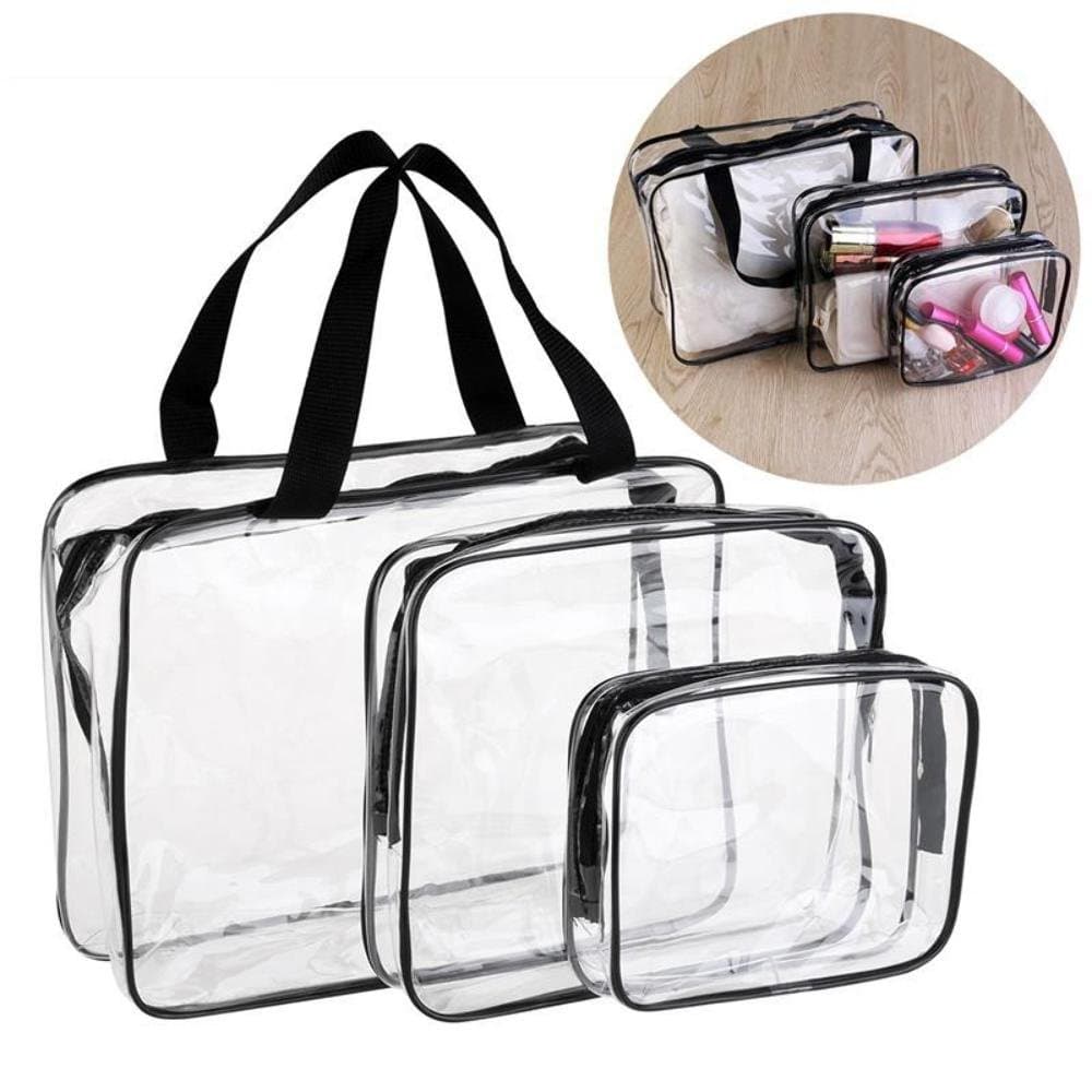 Pangda 4 Pieces Clear PVC Zippered Toiletry Carry Pouch Waterproof Cosmetic Makeup Bag Toiletry Organizer Case, Multi-sizes (Small, Medium, Large)