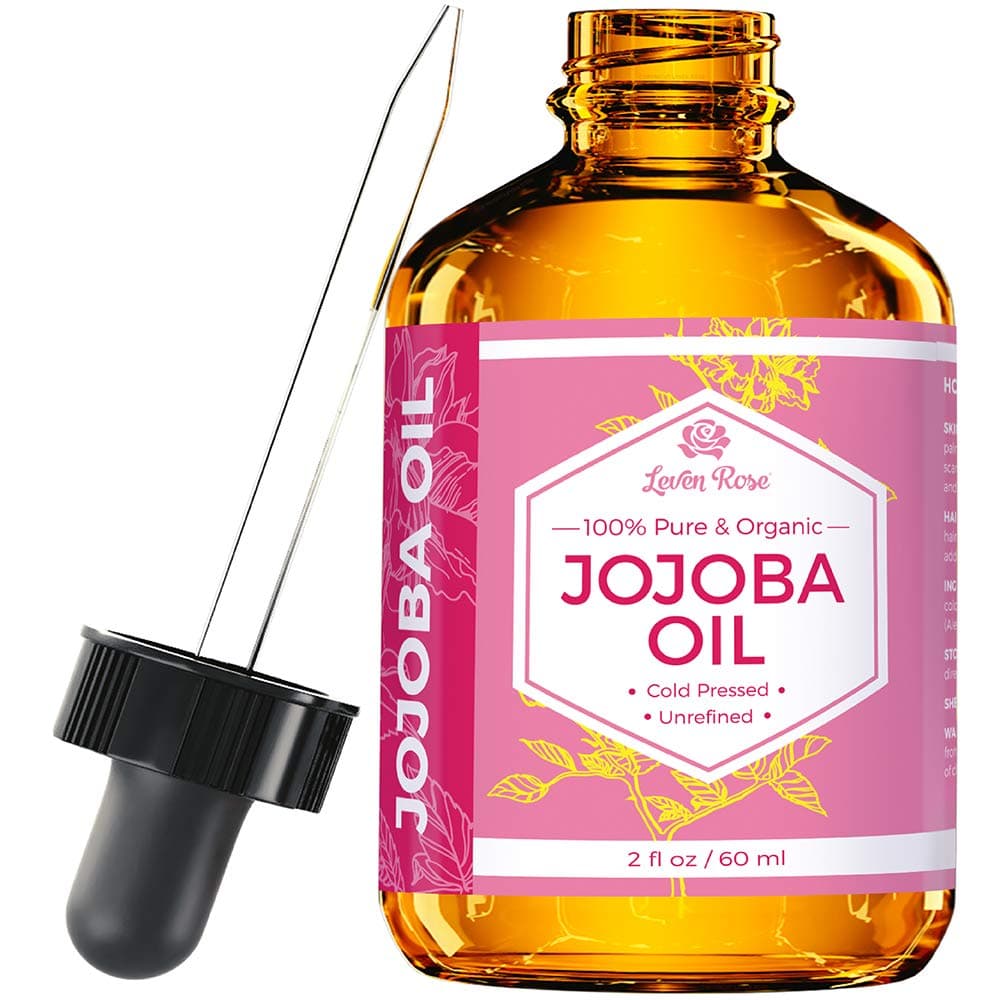Leven Rose Jojoba Oil, Pure Cold Pressed Natural Unrefined Moisturizer for Skin Hair and Nails 2 oz