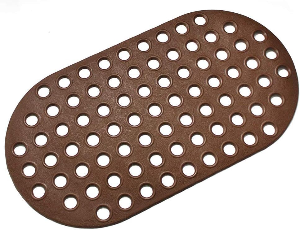 Colorful Star Non-Slip Bath Mat for Tub with Big Drain Holes & Suction Cups - Anti-Slip Bath Tub Shower Mats for Bathroom Oval 29 x 15 Inch Brown