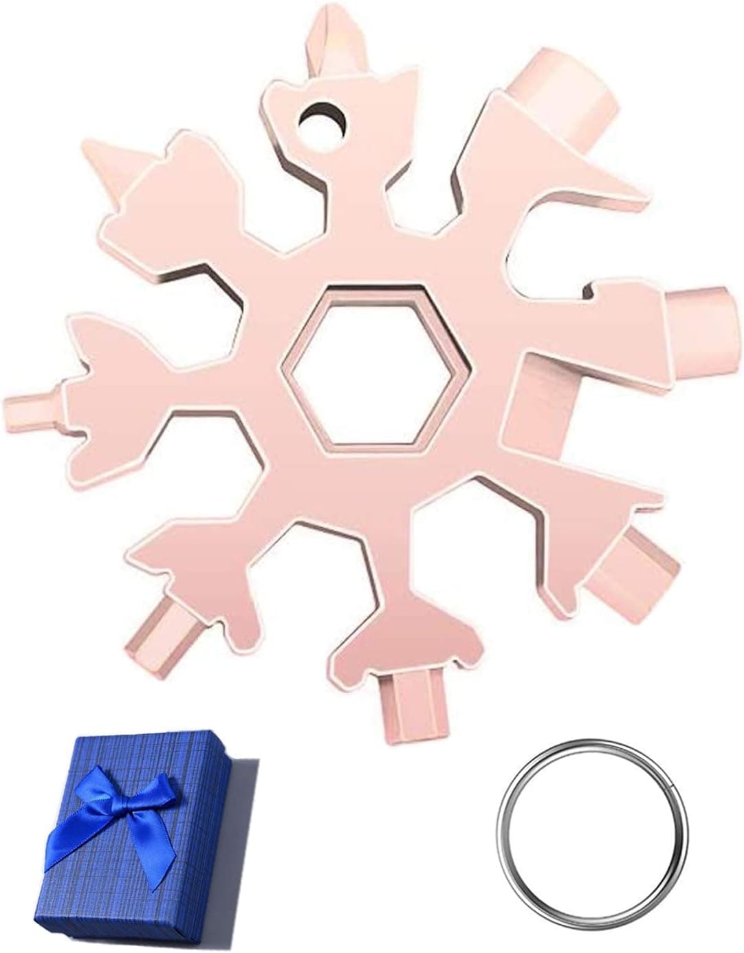 Yiflin 18-in-1 Snowflake Multitool, Stainless Steel Snowflake Tool Snowflake Bottle Opener/Flat Phillips Screwdriver Kit/Wrench, Durable and Portable to Take, Great Christmas Gift with Gift Box