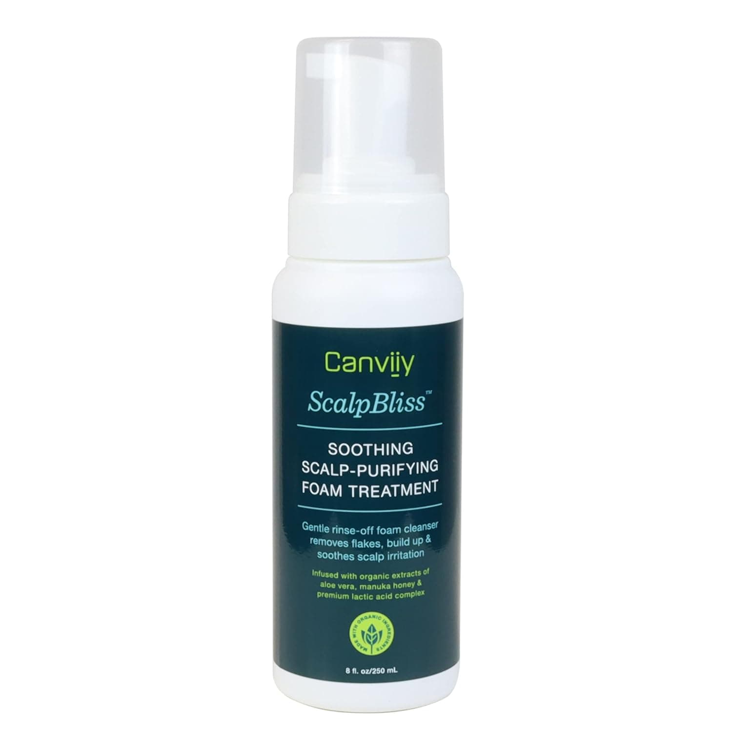 Canviiy ScalpBliss Soothing Scalp-Purifying Foam Treatment to Clear Flakes, Product Build Up, and Soothe Scalp Irritation, Scalp Exfoliator Infused with Tea Tree Oil, Aloe Vera and Witch Hazel - 8 FL Oz (Pack of 1)