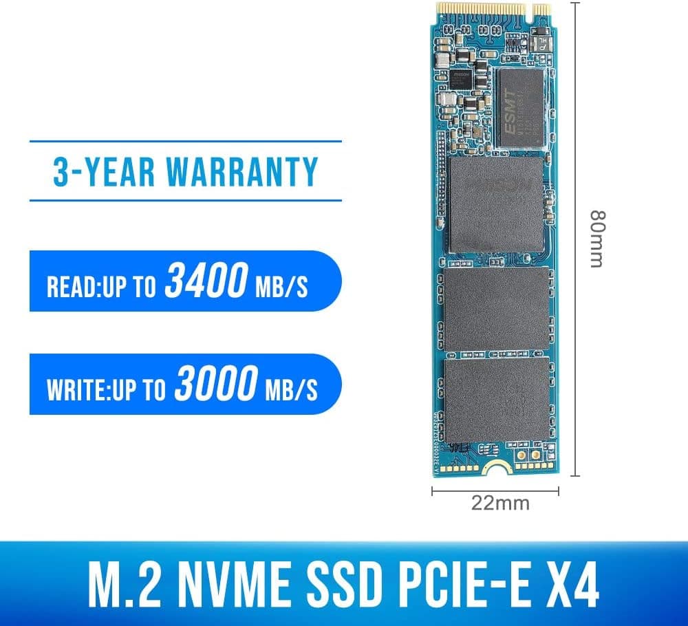 THU 512GB Internal SSD, 3D NAND M.2 2280 PCIe NVMe, Gen 3 x 4 Internal Solid State Drive R/W 3500/3000MB/s SSD