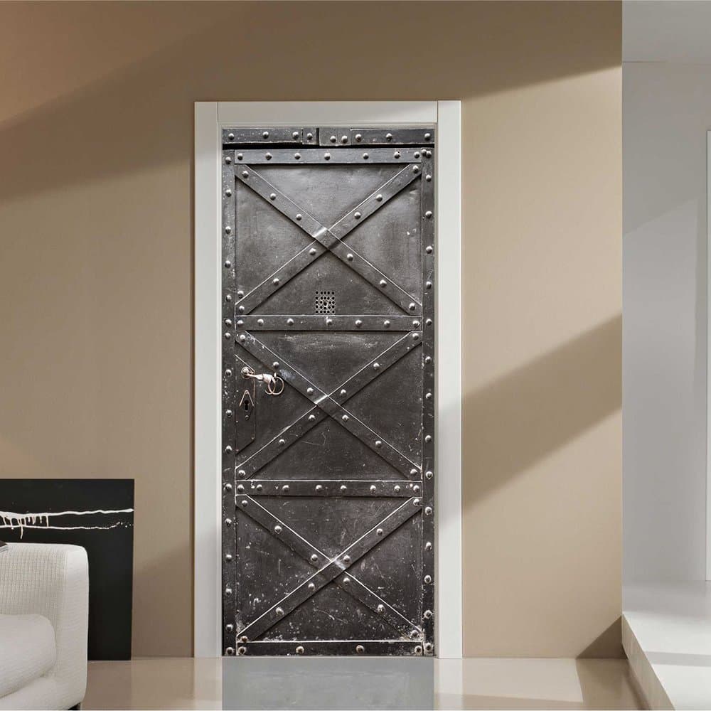 30.3x78.7" Iron Door Wall Mural Door Wallpaper Stickers for Home Decoration Vinyl Removable 3D Decals