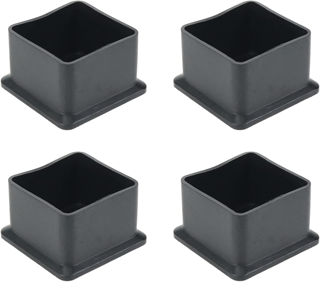 Chair Leg Caps Mcredy Table Chair Leg Foot End Cap Protector Inner Size 1-1/2Inch x 1-1/2Inch Rubber Furniture Foot Fit for Square,Rectangle Chair feet Floor Protectors Black(4 Pcs)