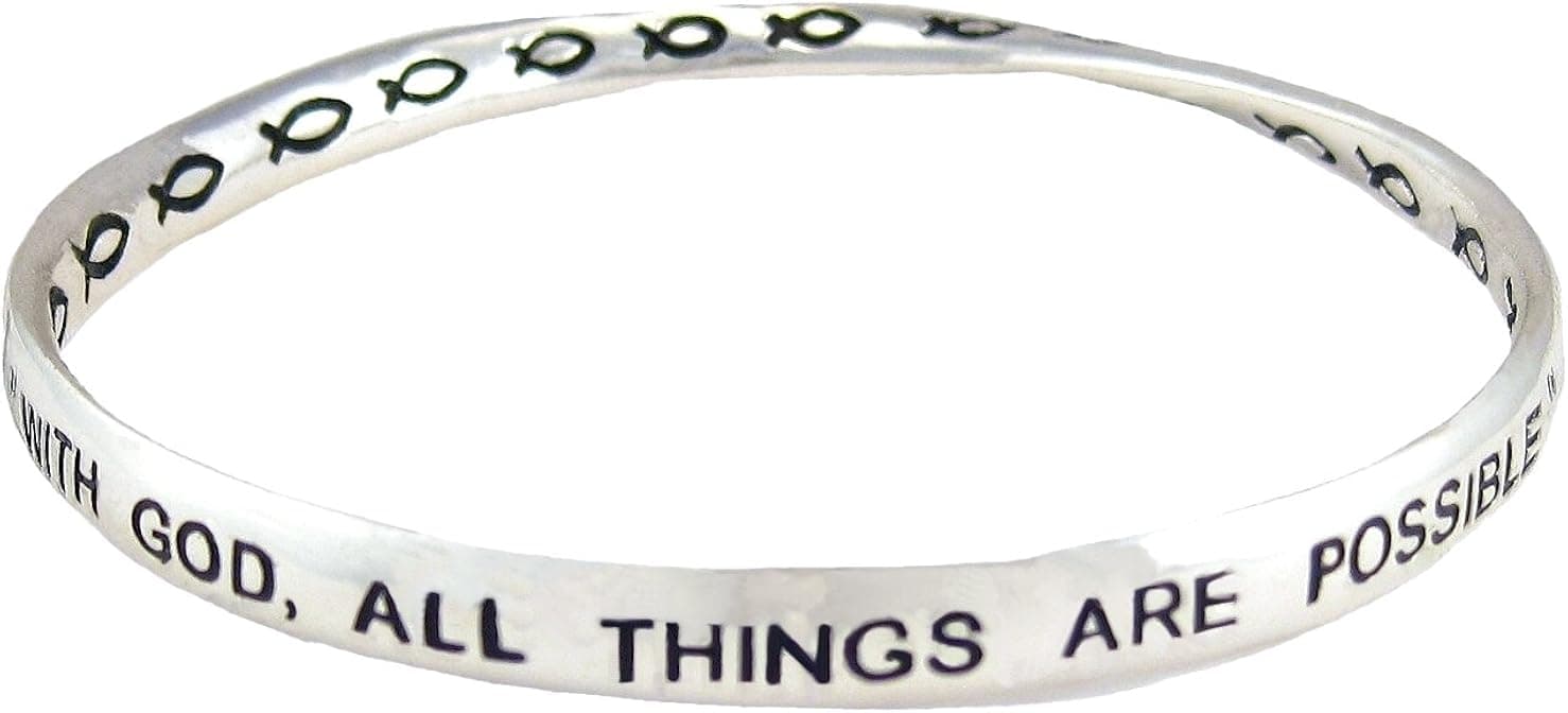 Matthew 19:26 - With God, All Things are Possible - Bangle Bracelet