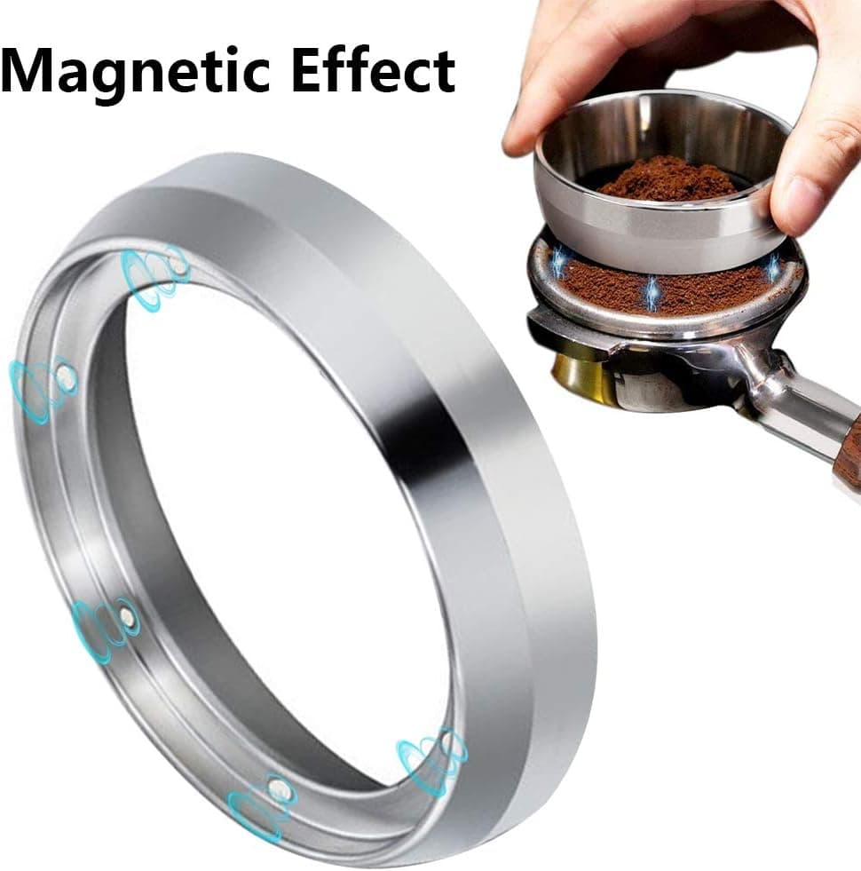 Dosing Funnel Magnetic Ring Espresso Dosing Funnel Stainless Steel Compatible for 51mm/54mm Portafilter Coffee Tools Accessories