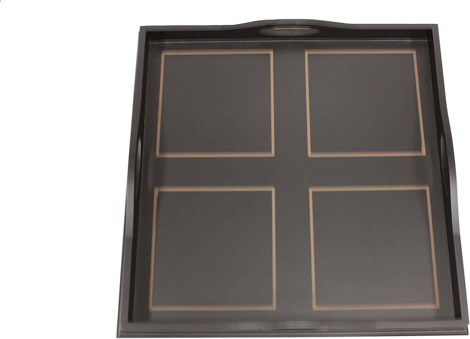 Mountain Woods Antique Black Square Breakfast Coffee Table Wooden Serving Tray for Ottoman with Handles - 23"x 23" x 2.5"