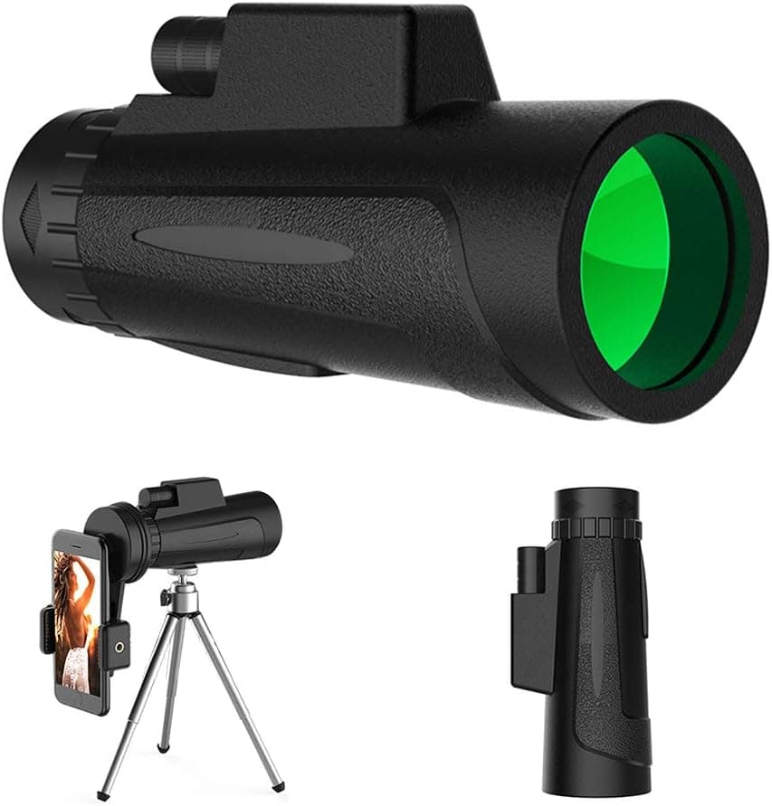 eiAmz Monocular, 10X50 HD Monocular Telescope with Phone Clip and Tripod, Waterproof Phone Telescope Low Light Night Vision, Bird Watching,Wildlife,Traveling,Concert,Sports Game,Gifts for Adults