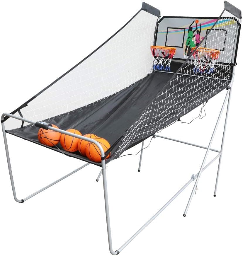 Aoneky Indoor Home Dual Shot Basketball Arcade Game - Kids Electronic Basketball Game - Official Folding Basketball Hoop Arcade Game with Scoreboard