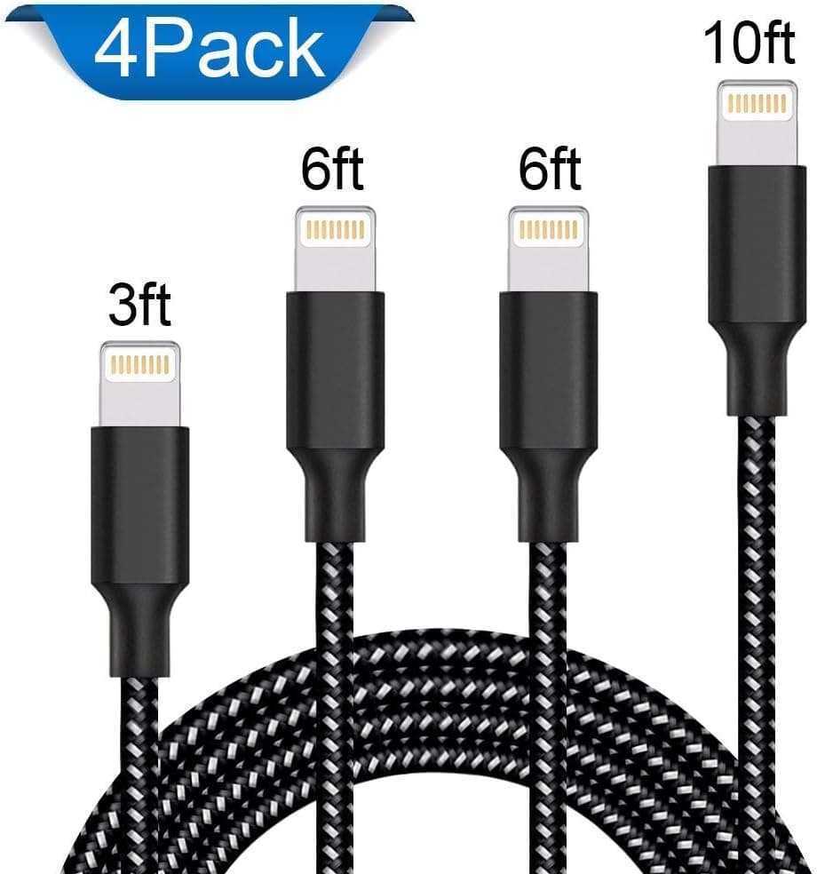 Bnsui MFi Certified Lightning Cable 3/6/6/10FT Nylon Braided USB Fast Charge& Syncs Cord Compatible iPhone Charger MAX XR X 8 8 Plus 7 7 Plus 6s B02