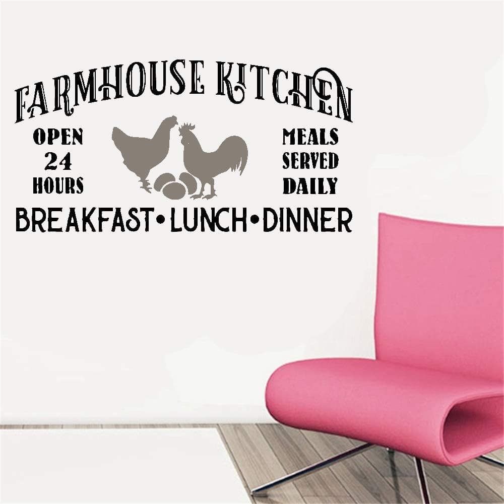 Vinyl saying lettering wall art inspirational sign wall quote decor Wall Sticker Decals Farmhouse Kitchen Open 24 Hours Meals Served Daily Breakfast Lunch Dinner For Kitchen Dining Room Restaurant