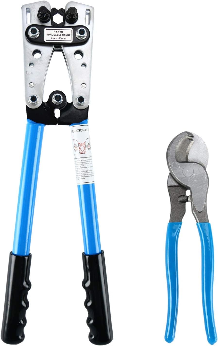 YaeTek Wire Crimper Crimping Tool Cable Lug Crimper Hand Ratchet Terminal Crimp Wire Crimping Pliers with Cable Cutter for 10, 8, 6,4, 2 and 1/0 AWG Wire Cable Cutting and Crimping