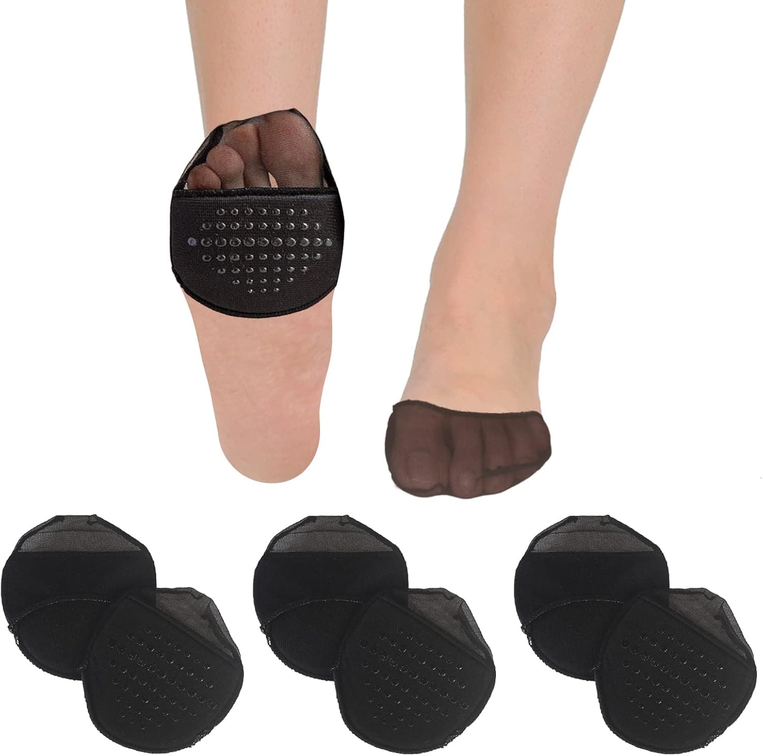 Triplewood 3 Pairs Women's Toe Topper Socks Non Slip Toe Cover No Show Half Socks with Cushion Pad