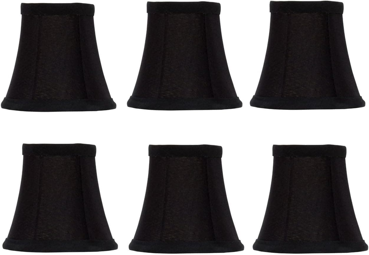 Upgradelights Set of Six Black Silk with Gold Lining Bell Shade Chandelier Lamp Shade Mini Clip on Shade 4''