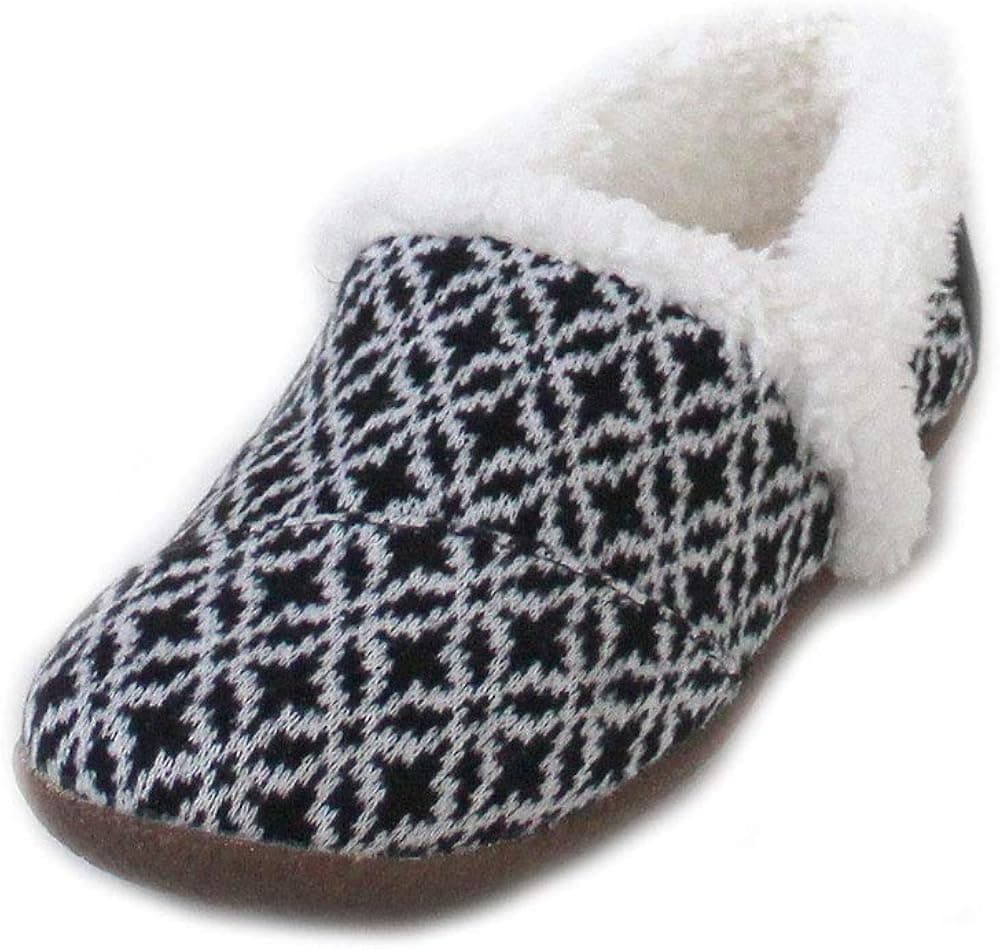 TOMS Women's Slipper, Black/White Fair Isle, 7 M US