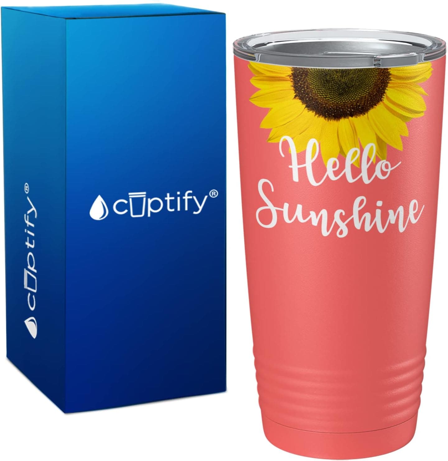 Cuptify Hello Sunshine Sunflower Best Friend Gift for Women on Guava 20 oz Stainless Steel Tumbler