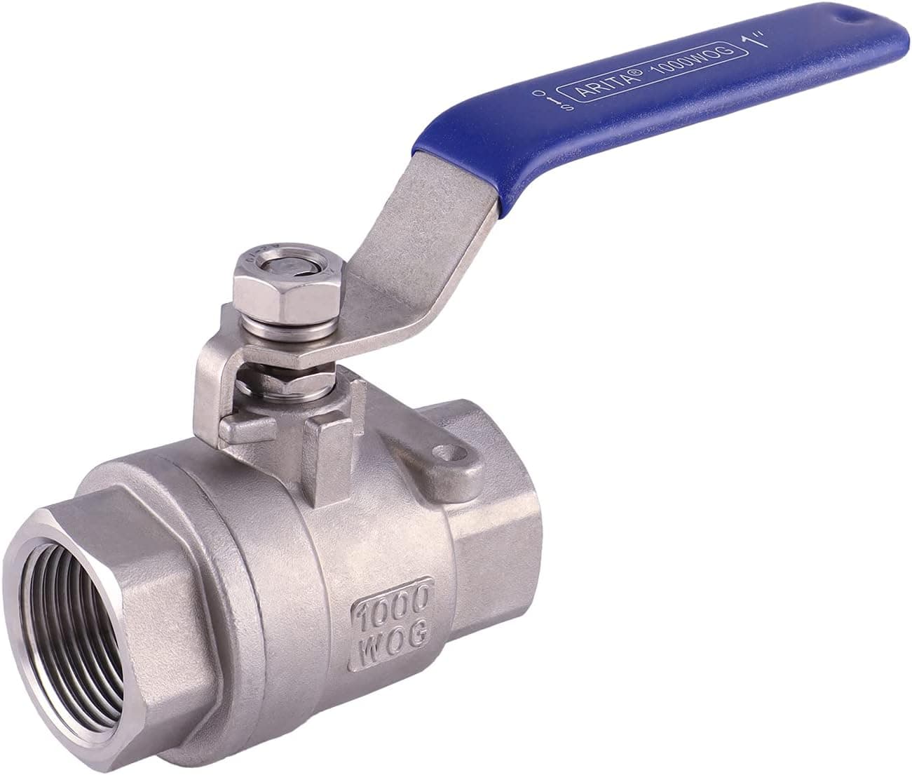 ARITA 2PC Ball Valve, Stainless Steel 304 Full Port 1000PSI for Water, Oil & Gas, Female NPT (1")