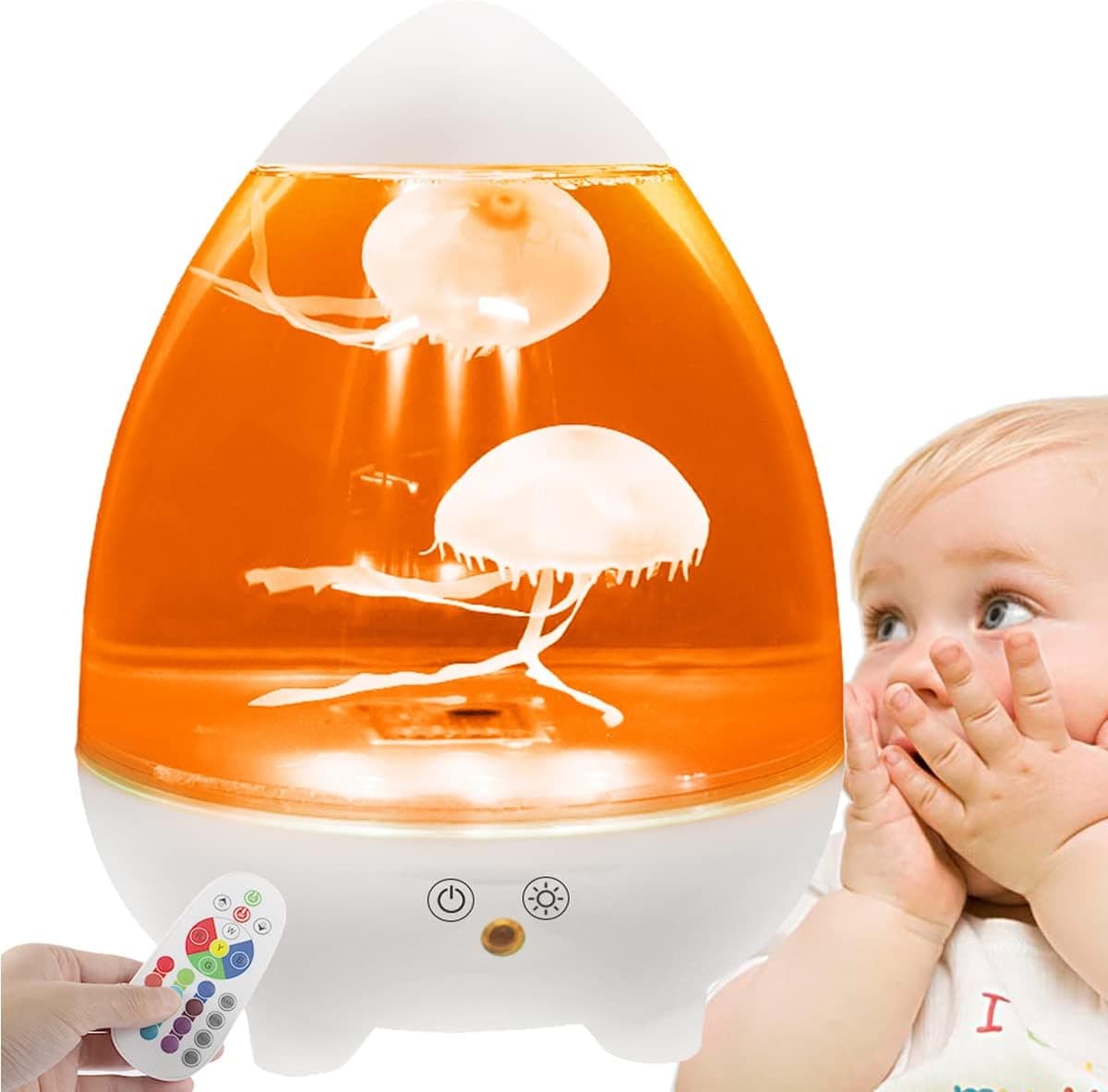 LED Jellyfish Lava Lamp Jelly Fish Tank Table Aquarium Night Mood Lamp Decoration for Christmas Valentine's Day New Year Gifts for Women Teen Girls Baby,Night Lights for Kids Bedroom (White)
