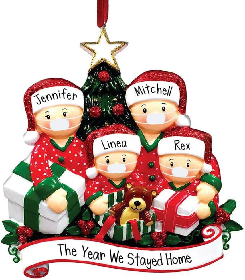 JOYIR DIY Name Christmas Ornament Kit with Mask Toilet Paper, with DIY Pen and Gift Box 2020 Quarantine Survivor Family Members Decorating Kit Creative Gifts for Family Friends